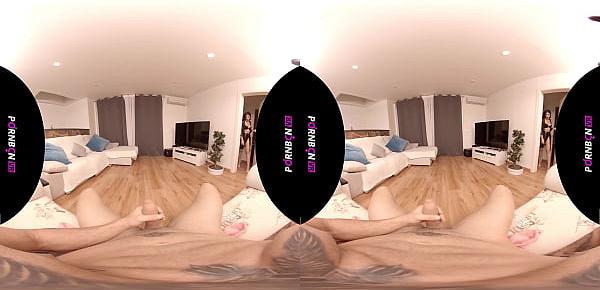  PORNBCN 4K VR | Today your wife is Julia de Lucia, she comes home horny and catches you masturbating, what is encouraged and gives you a blowjob, masturbates you with her feet and fucks you until you cum on her face. Enjoy it in virtual reality